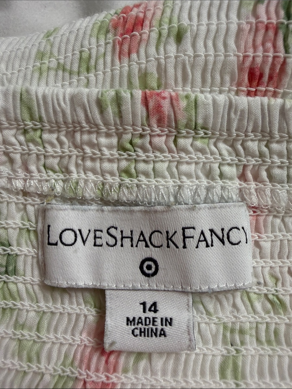 LoveShackFancy White Eyelet Maxi Dress with Pink Floral Print - Picture 8 of 9